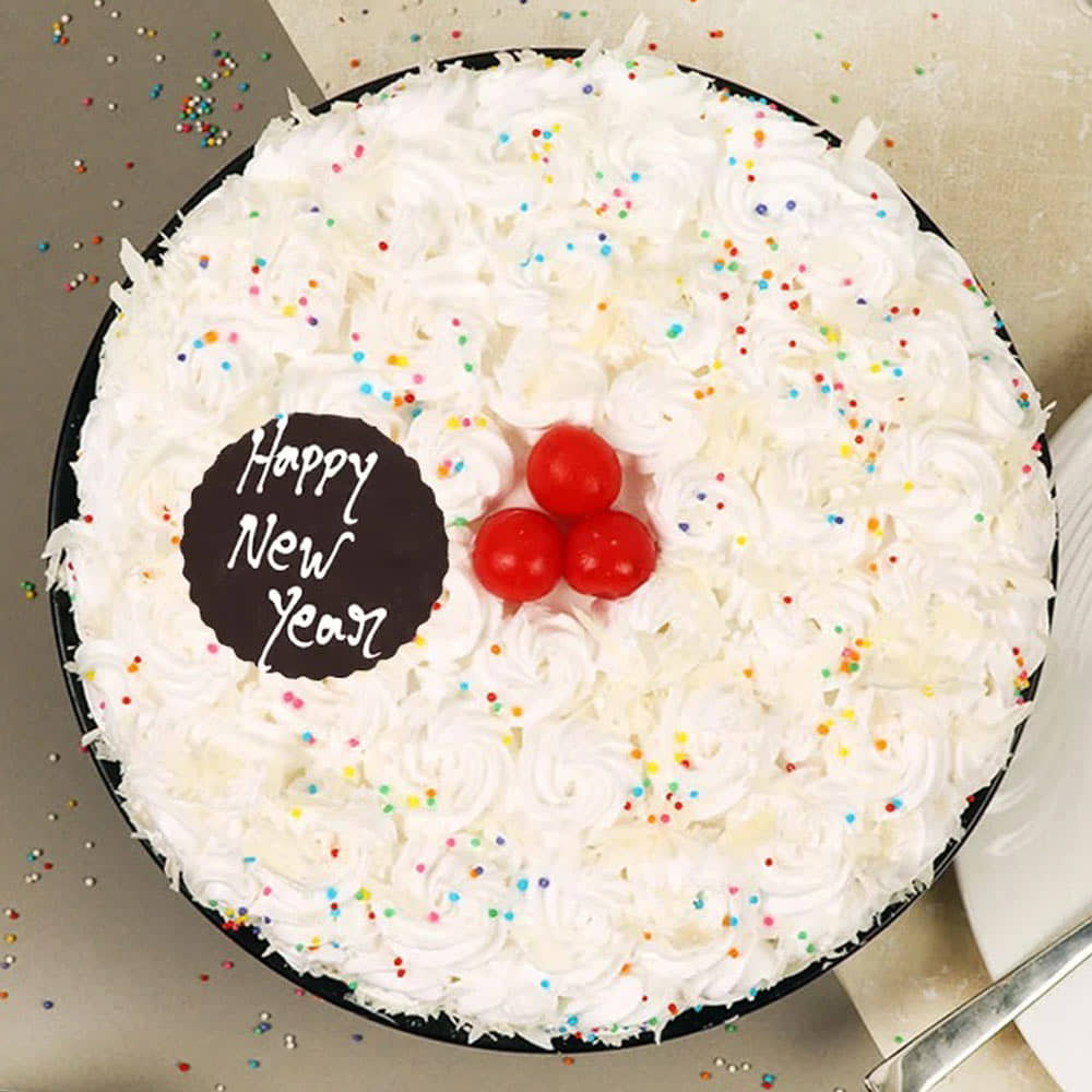 New Year White Forest Cake