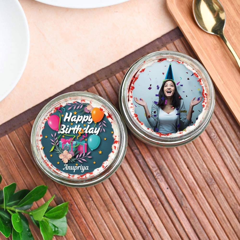 Personalised Bday Red Velvet Jar Cakes