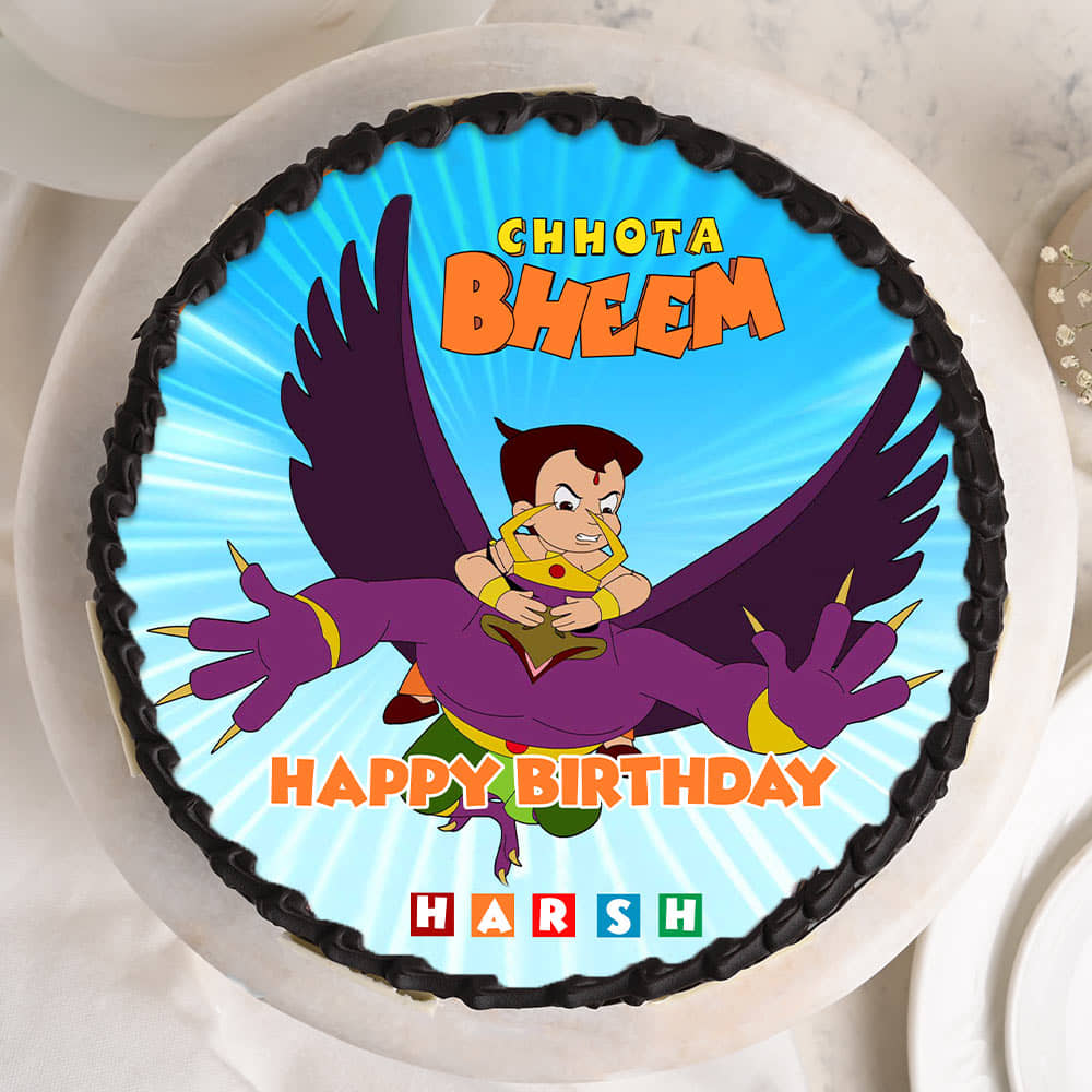 Chhota Bheem Designer Cream Poster Cake Flying Bheem Cake