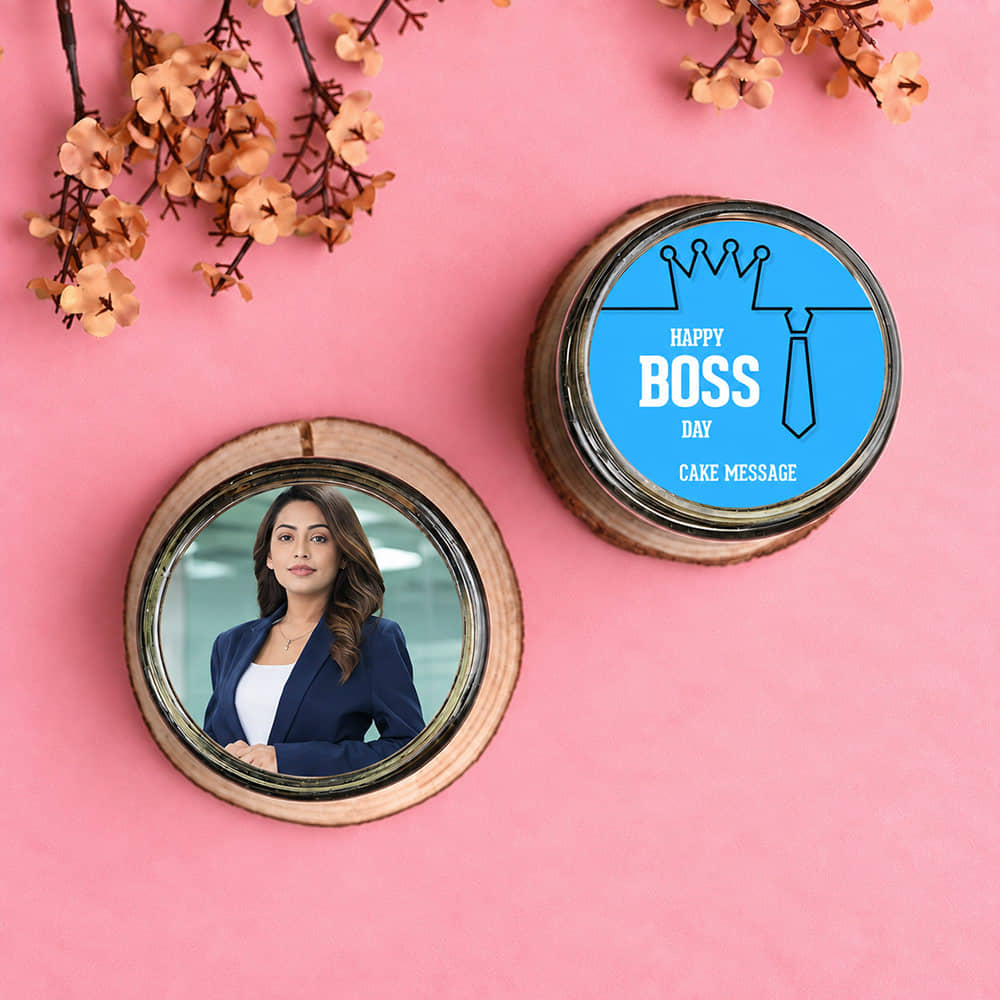 Top View of Photo Jar Cakes For Boss