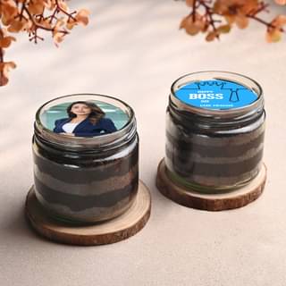 Side View of Photo Jar Cakes For Boss