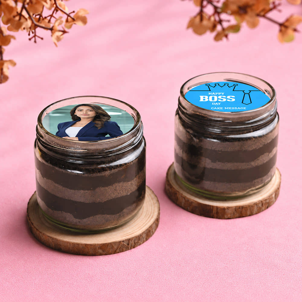 Side View of Photo Jar Cakes For Boss