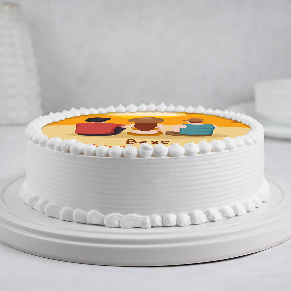 Side View of Friendship Day Photo Cake For Best Friends