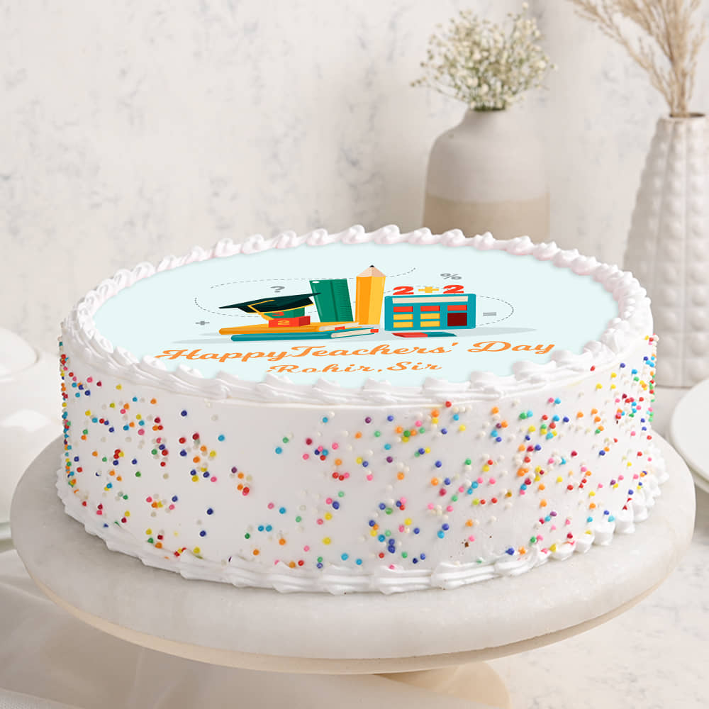 Side view of Teachers Day Poster Cake 