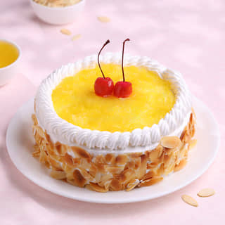 Front View of Whipped Cream Pineapple Cake