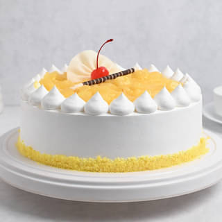 Front View of Whipped Cream Pineapple Cake