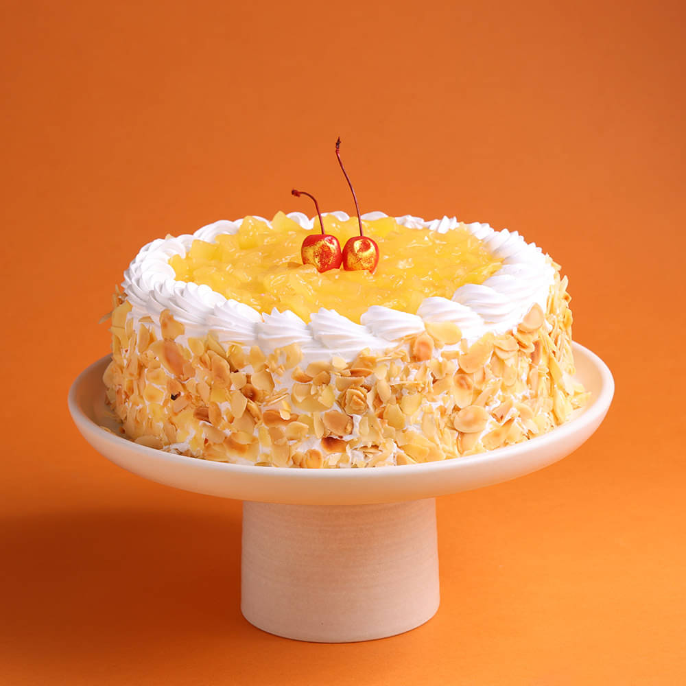 Front View of Whipped Cream Pineapple Cake