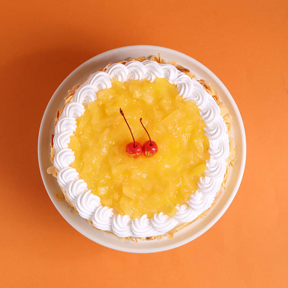 Top View of Whipped Cream Pineapple Cake