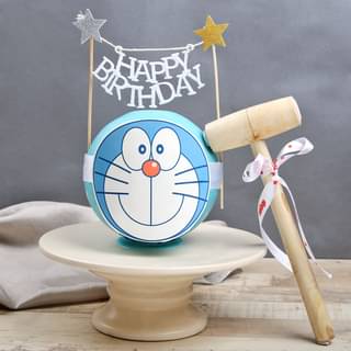 Doraemon Pinata Cake with Hammer in Pineapple Flavour