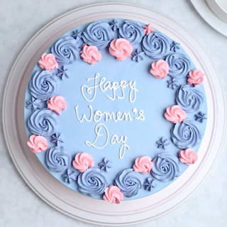 Top View Pink Coral Strawberry Cake for Womens Day