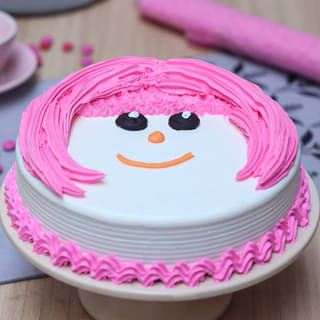 Pink Cream Themed Cake - Pinky Smiley Cake
