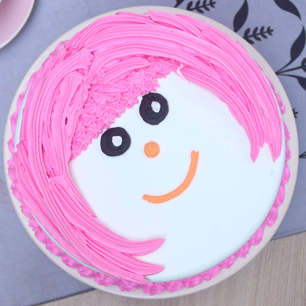 Top view of Pink Cream Themed Cake