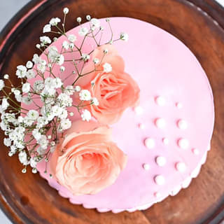 Front View Floral Strawberry Cake