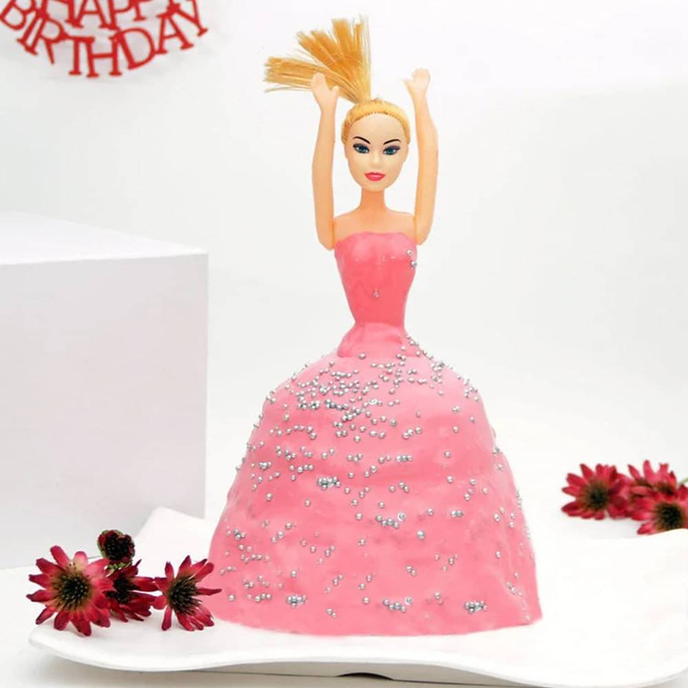 Open View of Barbie Pineapple Pull Me Up Cake