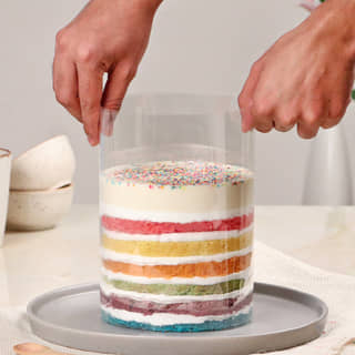 Side View of Rainbow Pull me up Cake