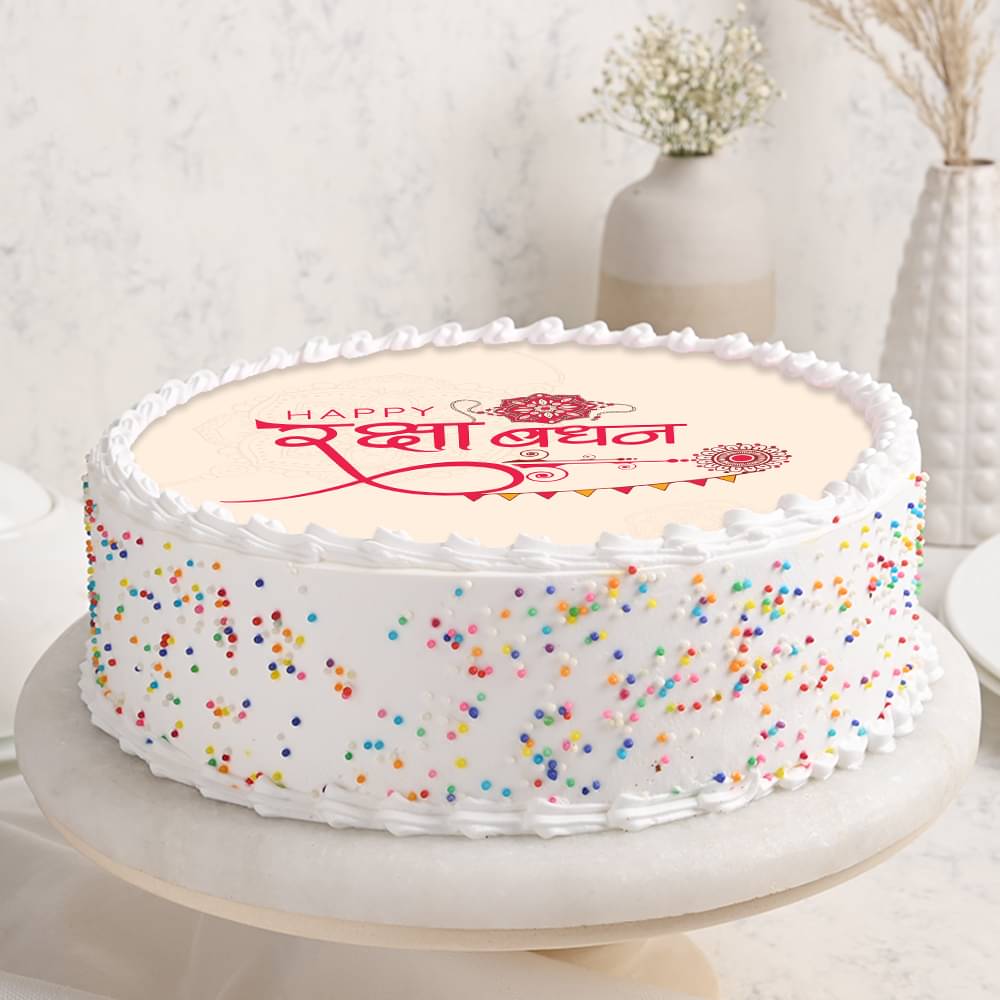Raksha Bandhan Poster Cake With Single Rakhi