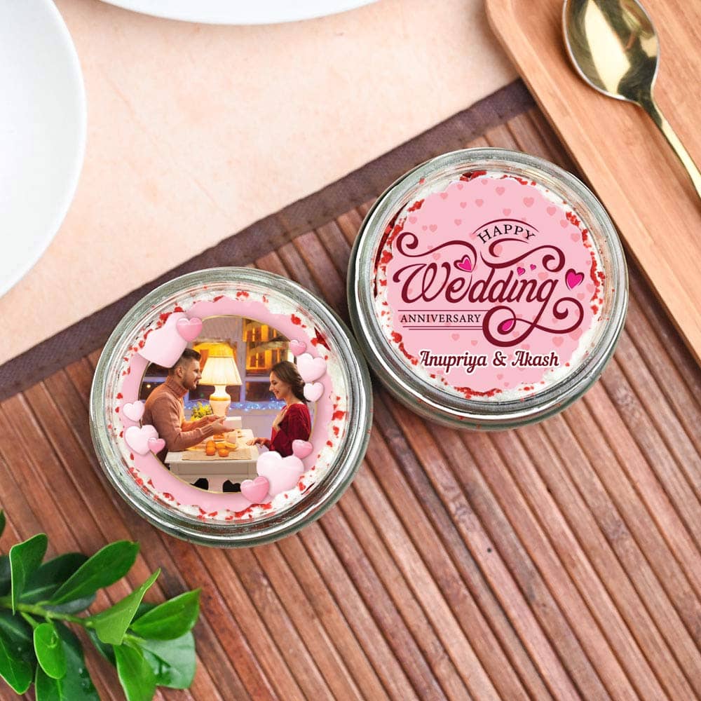 Red Velvet Personalised Jar Cake Set Red Velvet Personalised Jar Cake