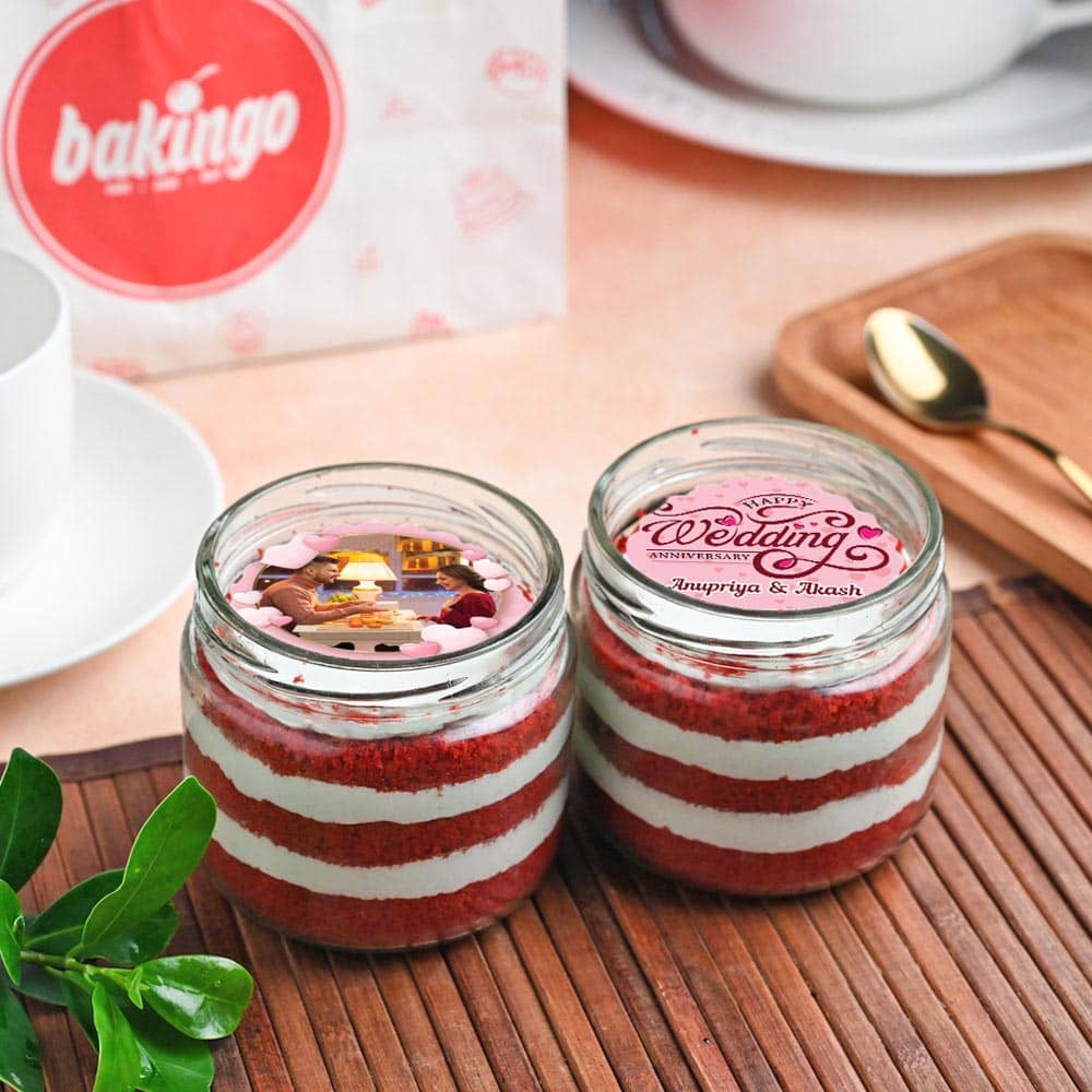 Red Velvet Personalised Jar Cake Set Red Velvet Personalised Jar Cake