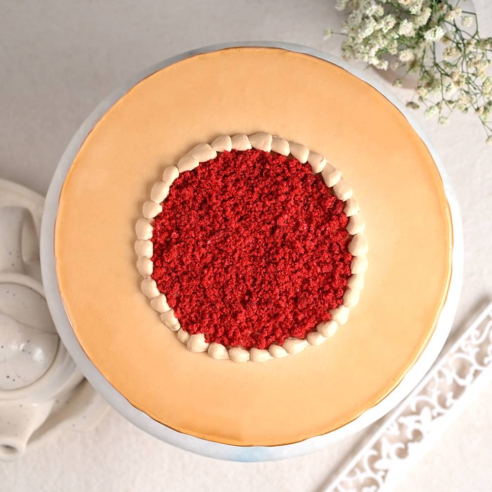 Top View of Red Velvet Choco Coffee Cake