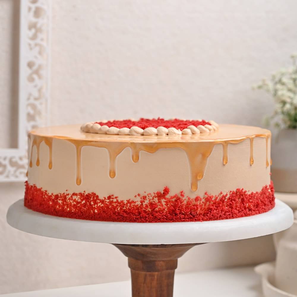 Front View of Red Velvet Choco Coffee Cake