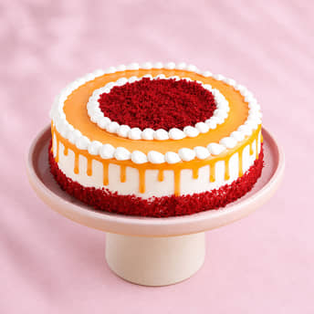 Red Velvet Coffee Drip Cream Cake Top view