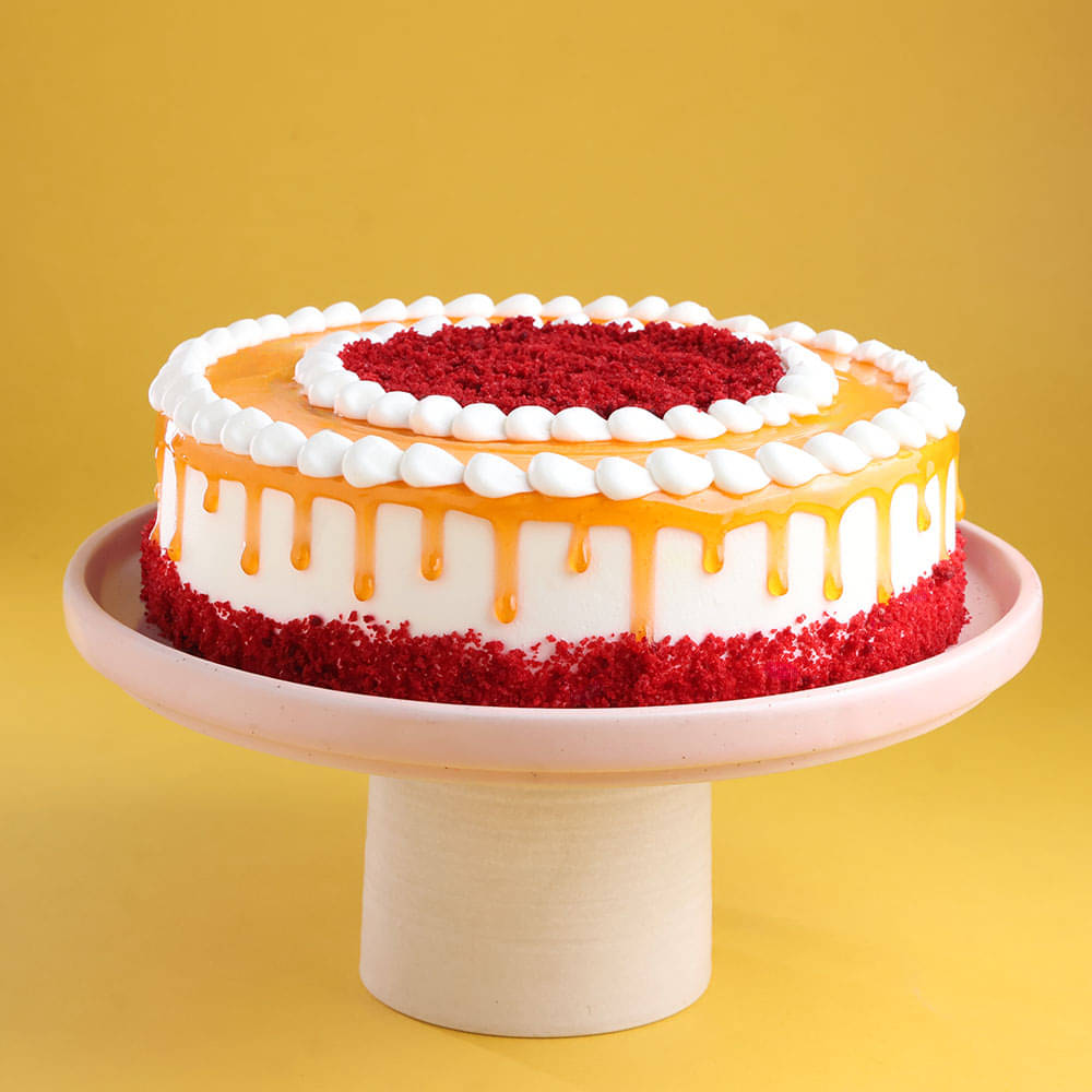 Side View of Red Velvet Choco Coffee Cake