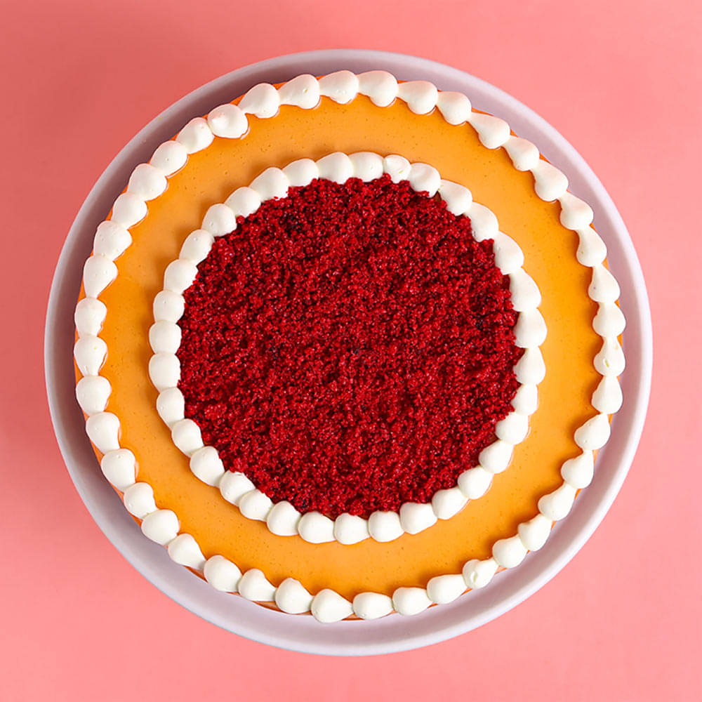 Sliced View of Red Velvet Choco Coffee Cake