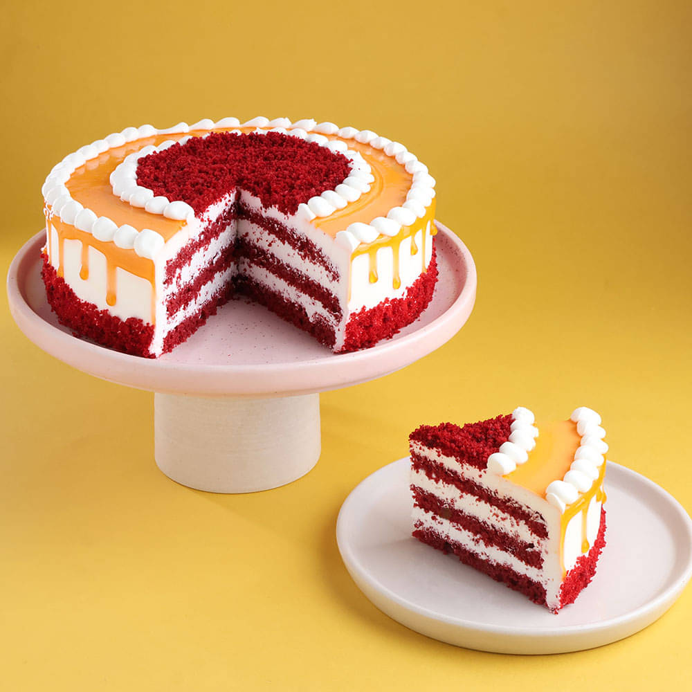 Top View of Red Velvet Choco Coffee Cake