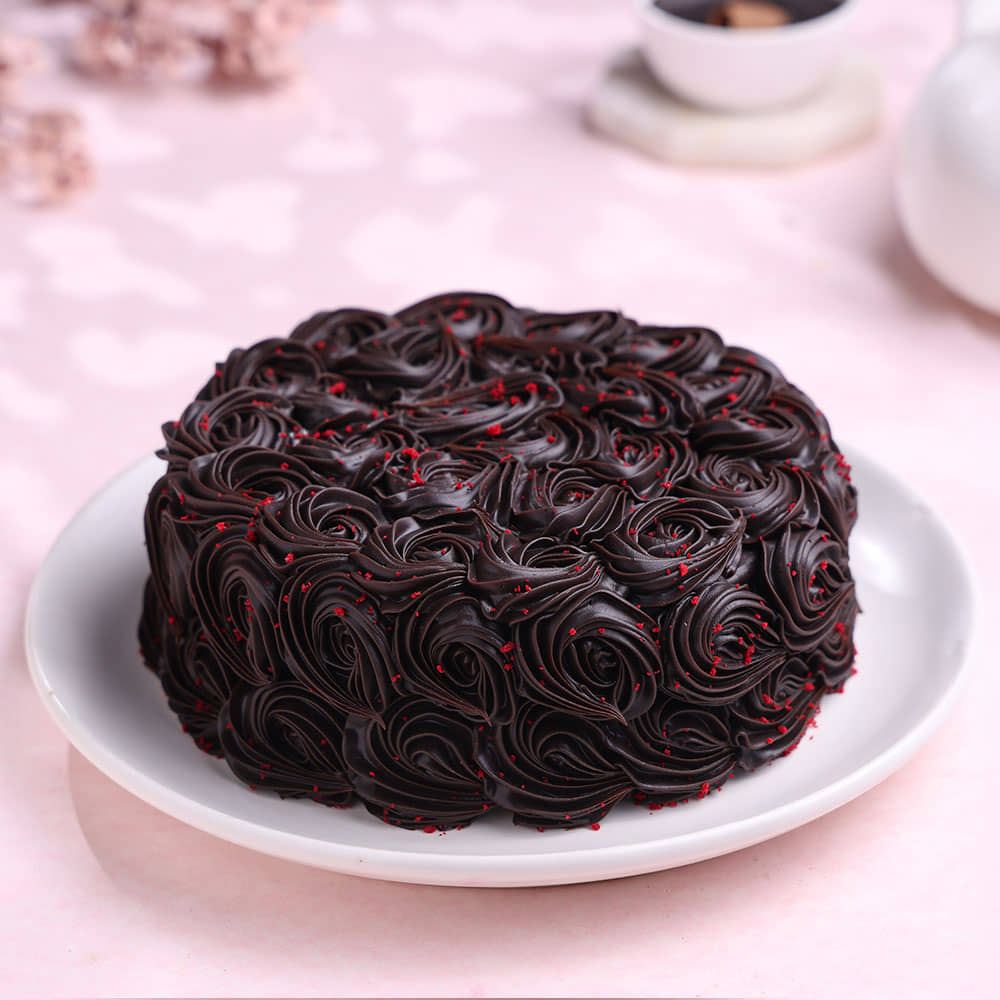 Red Velvet Choco Truffle Cake Top View of Red Velvet Chocolate Cake