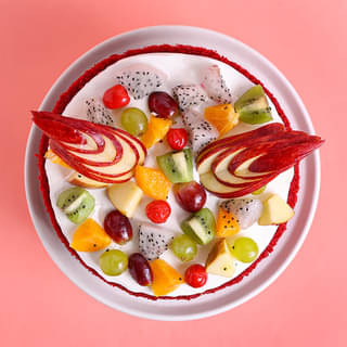Top View of Red Velvet Fruit Cake