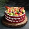 Fresh Fruits Topped Red Velvet Cake