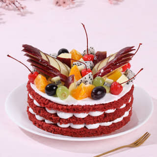 Top View of Red Velvet Fruit Cake Top View of Red Velvet Fruit Cake