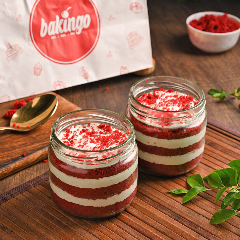 Two Red Velvet Jar Cake Red Velvet Jar Cake