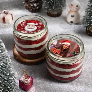 Christmas Red Velvet Photo Jar Cakes