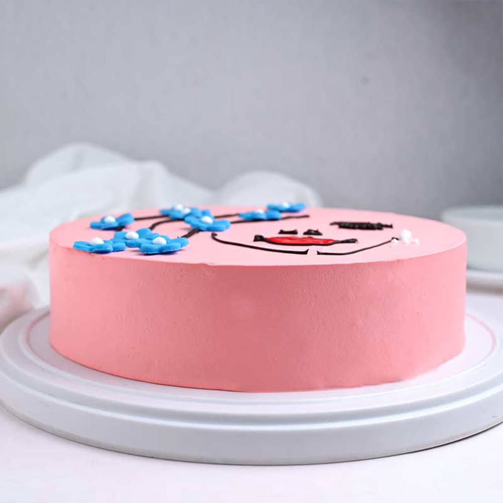 Floral Red Velvet Cake For Her Front View Womens Day Red Velvet Cake