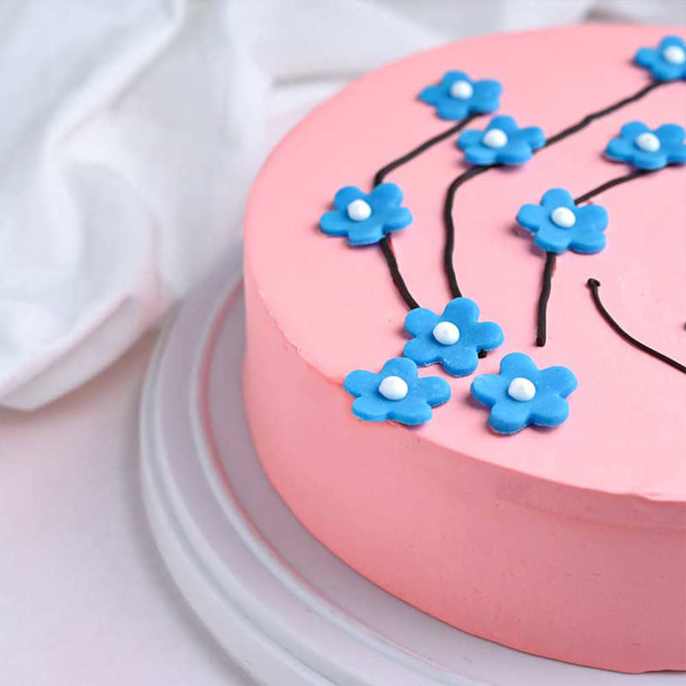 Floral Red Velvet Cake For Her Side View Womens Day Red Velvet Cake