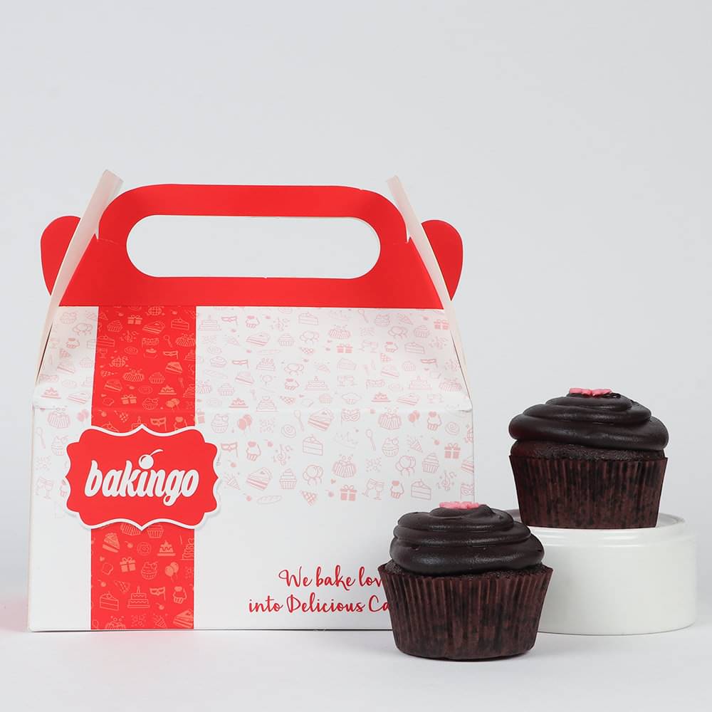 Packed View of Chocolate Glaze Cupcake