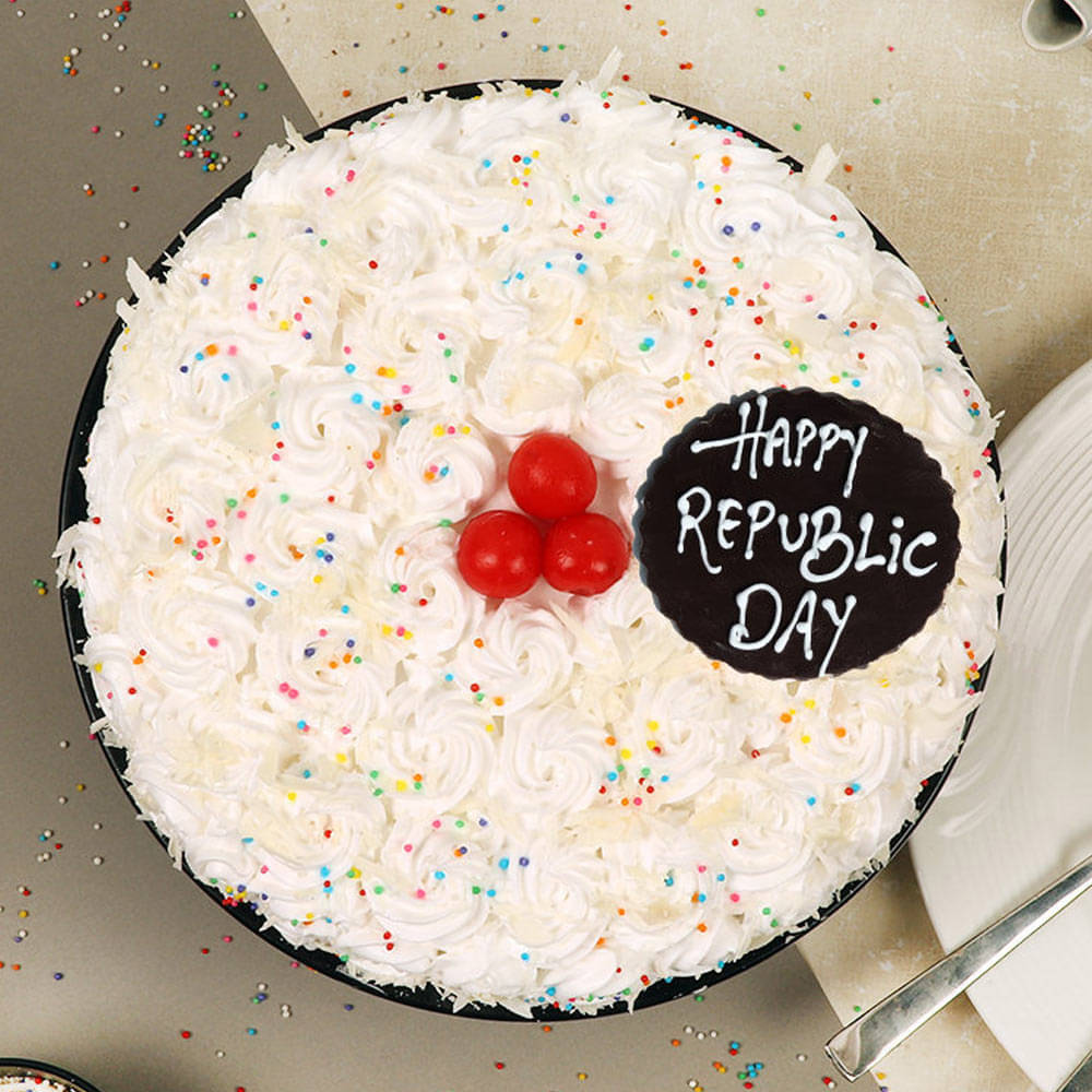 Republic Day White Forest Cake