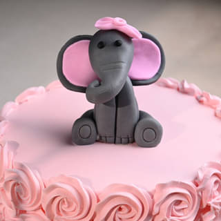 Close view of Rose Elephant Fondant Cake 