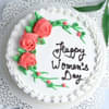 Top View Rosy Vanilla Cake for Women's Day 