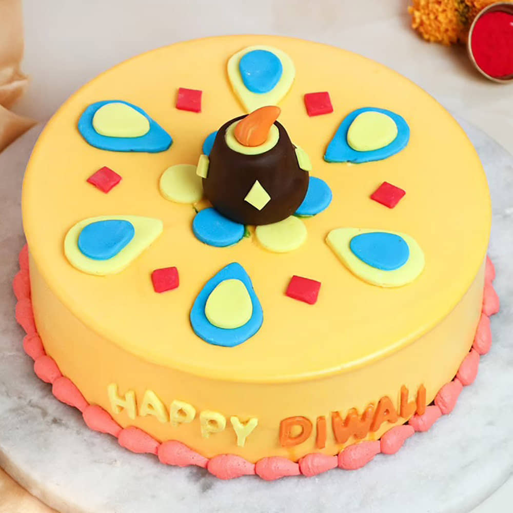 Side View of Choco Happy Diwali Cake
