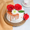 Top View Round Drooling Vanilla Rose Cake