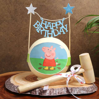 Peppa Pig Pinata Cake in Red Velvet Flavour