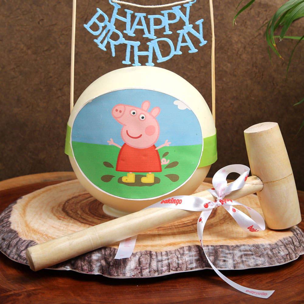Peppa Pig Pinata Cake in Red Velvet Flavour