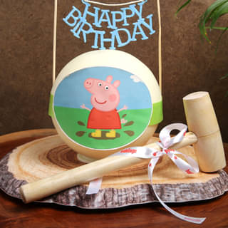 Peppa Pig Pinata Cake in Red Velvet Flavour