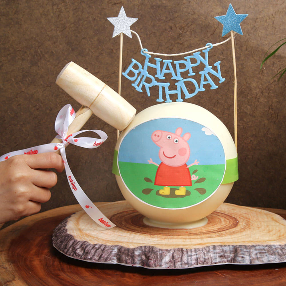 Peppa Pig Pinata Cake in Red Velvet Flavour