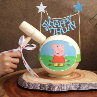 Peppa Pig Pinata Cake in Red Velvet Flavour