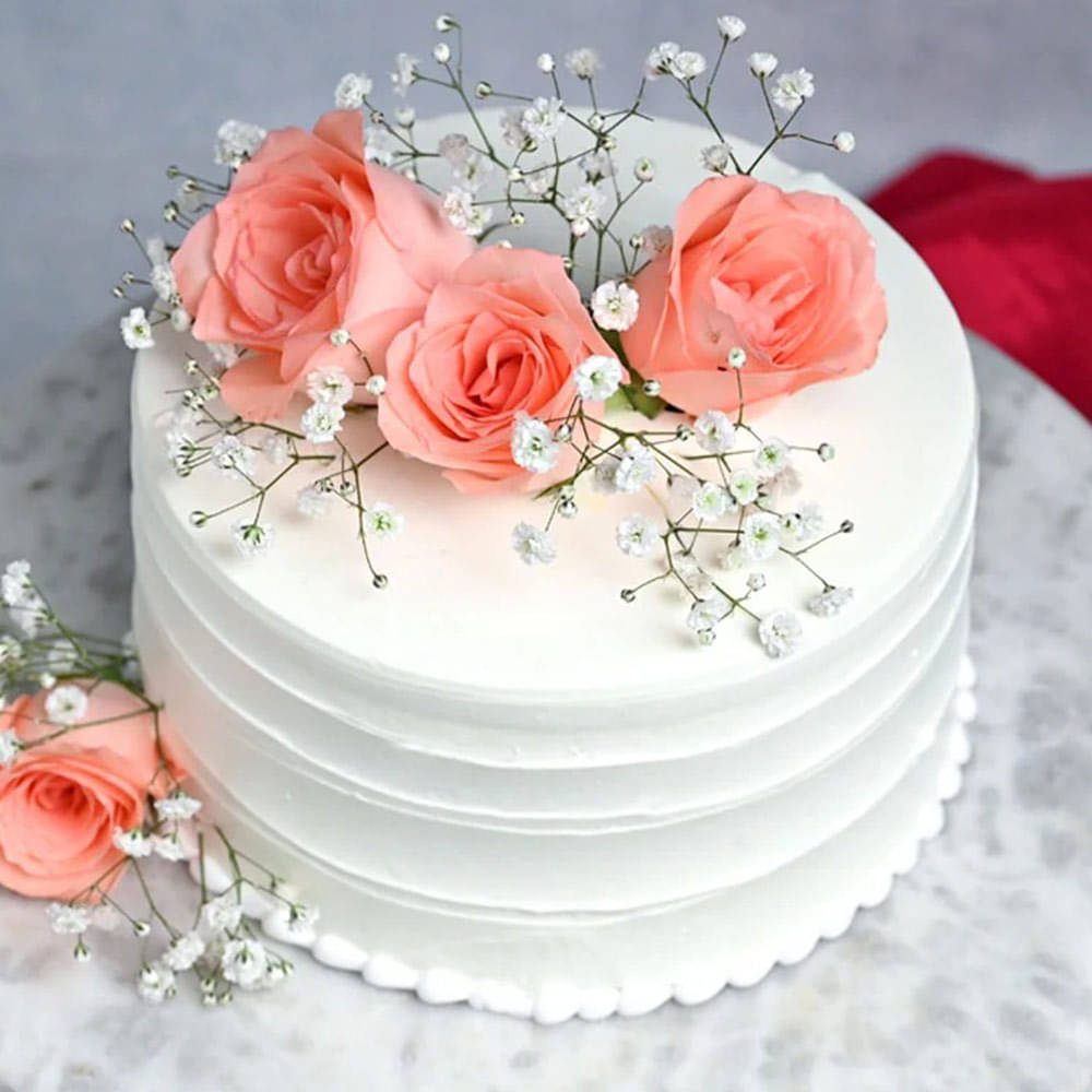Pink Roses & Cake | Buy Cakes and Flowers Online | Gift My Emotions