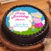 Round Purple Peppa Pig Chocolate Poster Cake