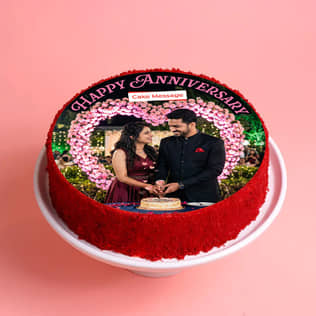 Red Velvet Photo Cake For Anniversary